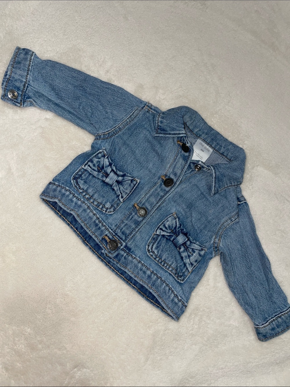 okie dokie Denim Jacket with Bow Patch Pockets - Blue